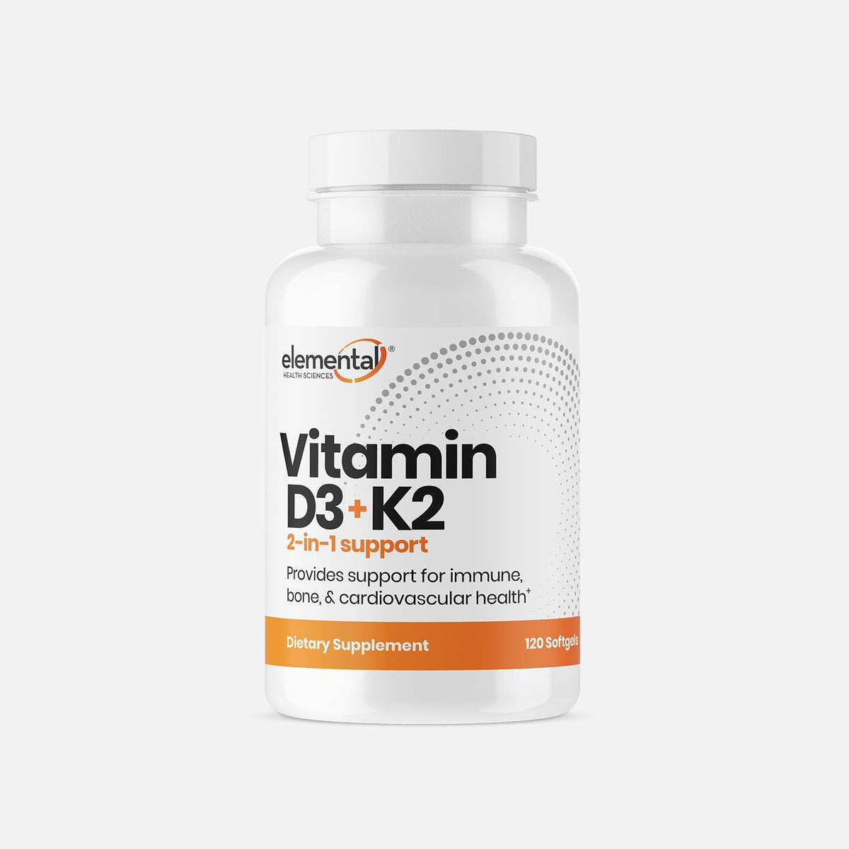 Elemental Health Sciences Vitamin D3+K2 120 Softgels supplement