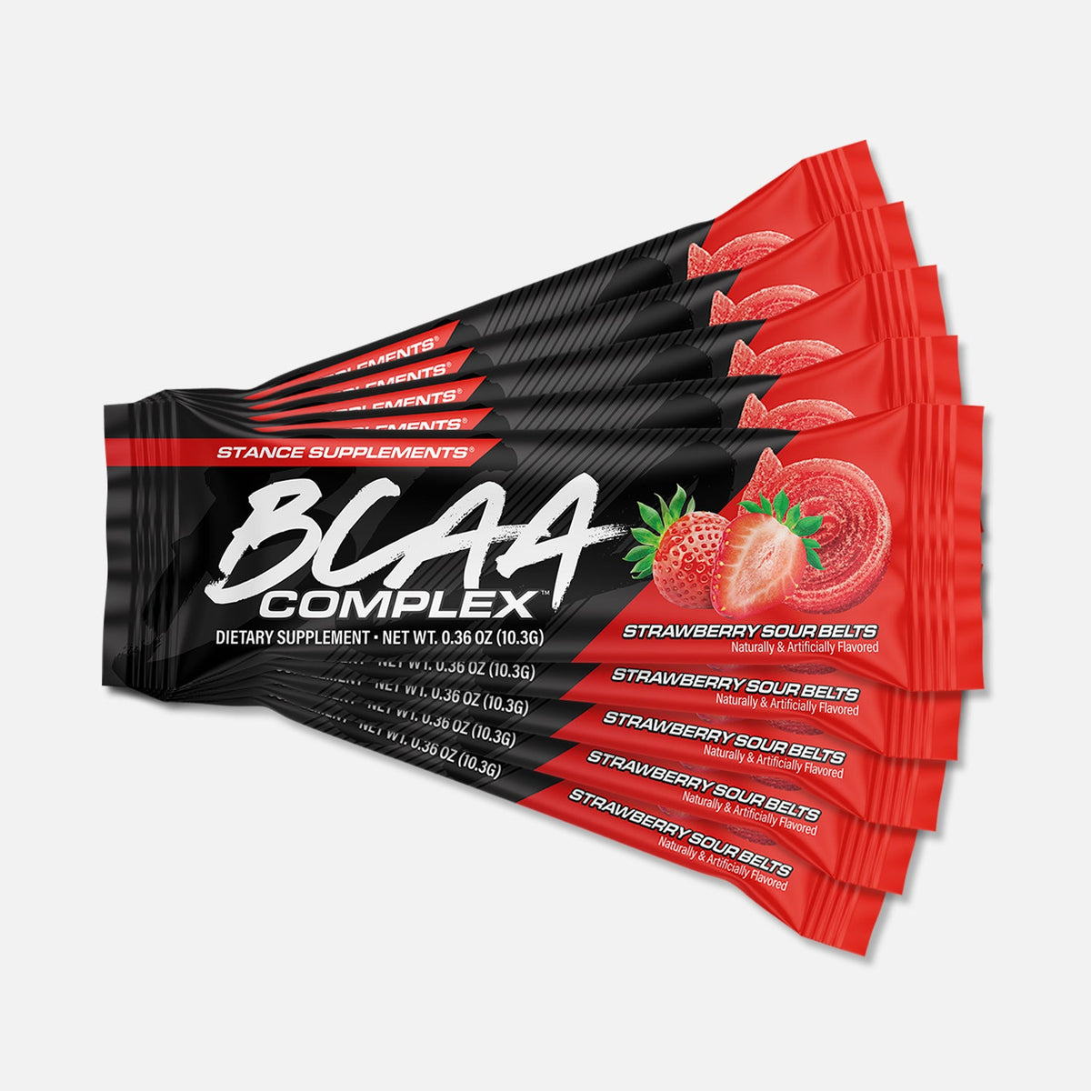 Stance Supplements BCAA Complex Stick Packs Strawberry Sour Belts (12-pack) supplement