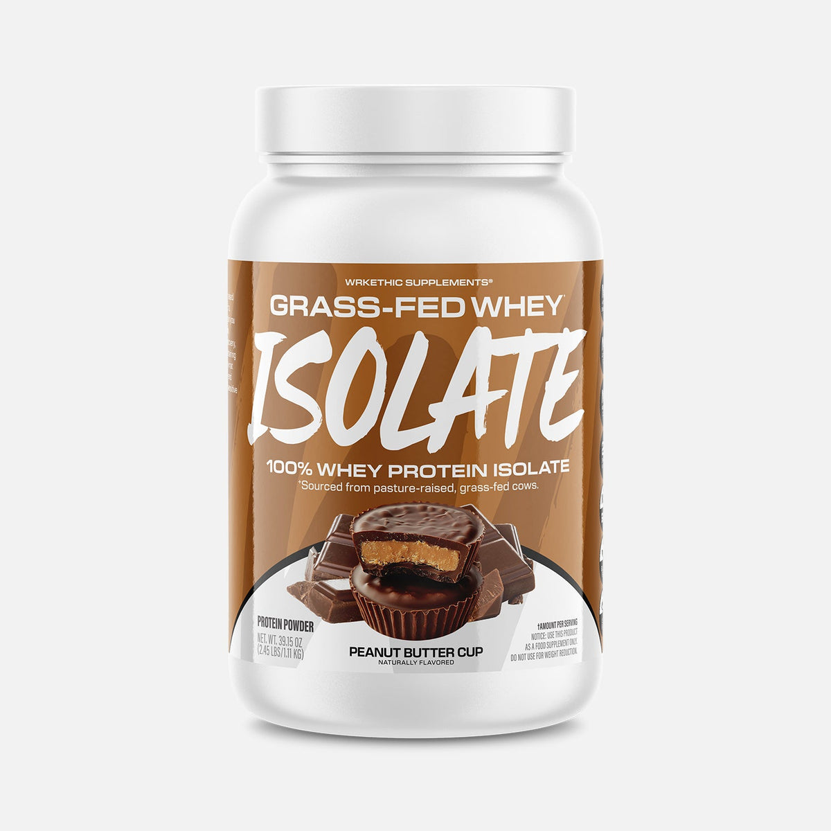 WRKETHIC Supplements Grass-Fed Whey Isolate Peanut Butter Cup supplement
