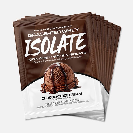 WRKETHIC Supplements Grass-Fed Whey Isolate (Single Serving Packets) Chocolate Ice Cream (12 pack) supplement