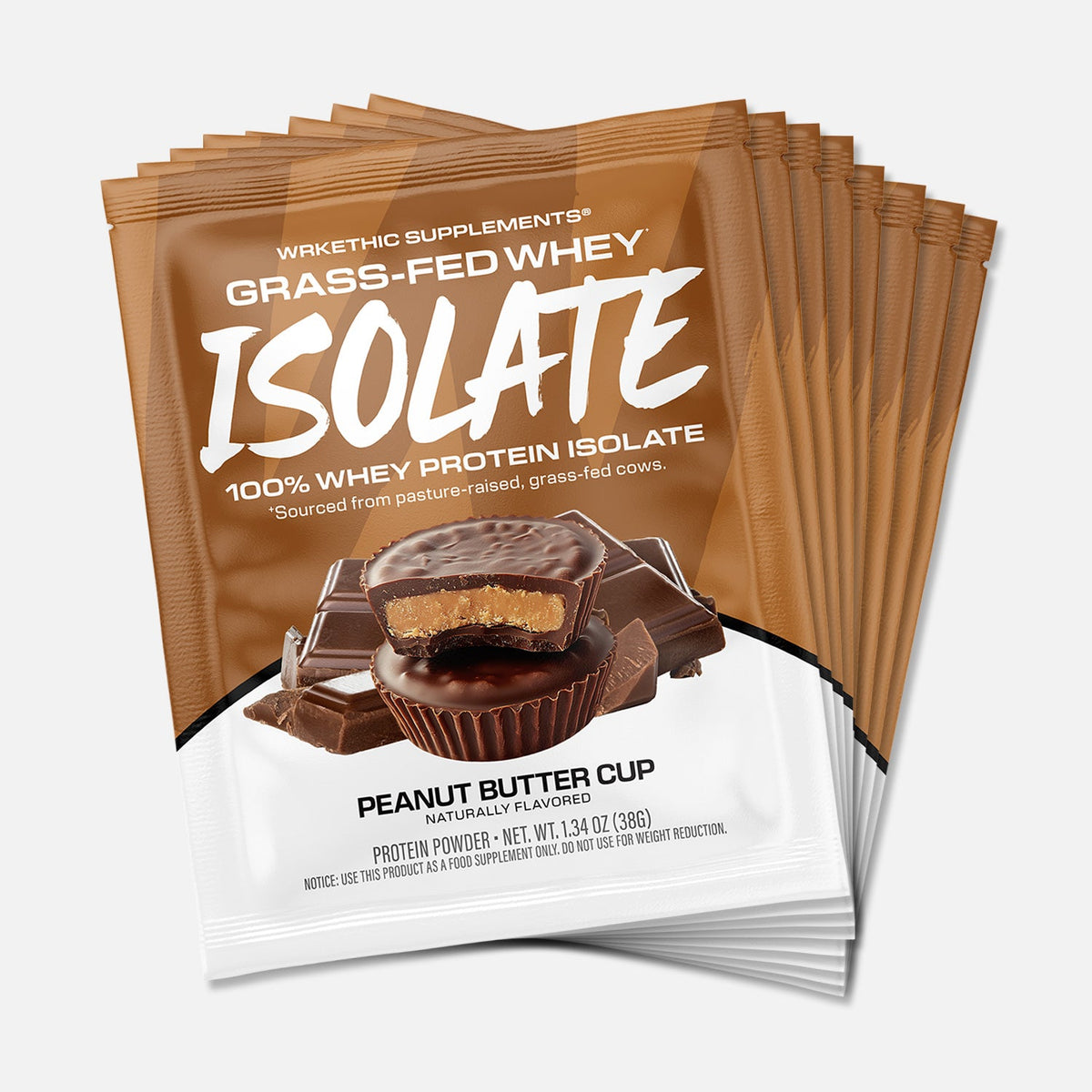 WRKETHIC Supplements Grass-Fed Whey Isolate (Single Serving Packets) Peanut Butter Cup (12 pack) supplement