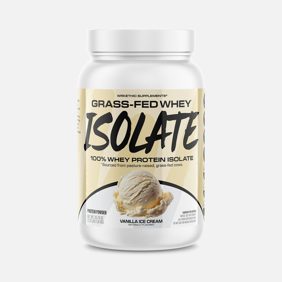 WRKETHIC Supplements Grass-Fed Whey Isolate Vanilla Ice Cream supplement