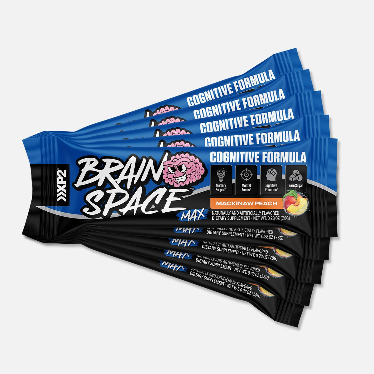 Xcelerated Performance Products Brainspace Stick Packs Mackinaw Peach (200mg caffeine) (12 Stick Packs) supplement